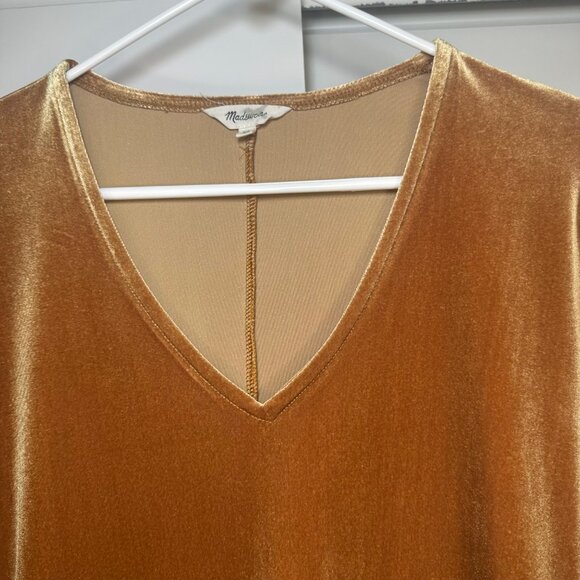 Madewell Velvet Balloon-Sleeve Dress in Burnt Sienna XS - Picture 9 of 14